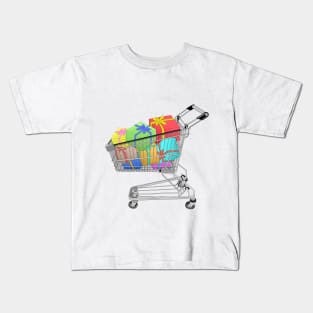 Shopping cart full with gift box Kids T-Shirt